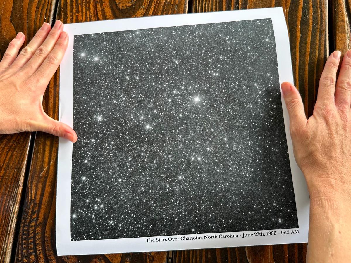 The Stars Over Charlotte — 12" custom star print — Charlotte, NC, June 27th 1983